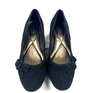 Easy Spirit Women's Loafers Black Suede Wedge Heel